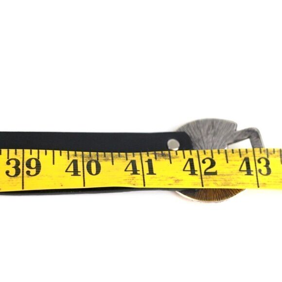 Chico's BLACK GENUINE LEATHER 1.25"Wd HOOK BUCKLE ADJUSTABLE SIZE BELT M/L (F83 - Picture 14 of 16